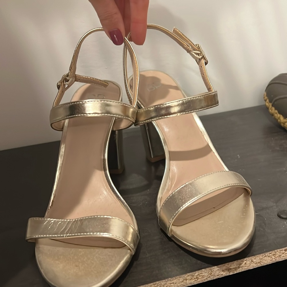 Gold block heel sandals from Nordstrom
